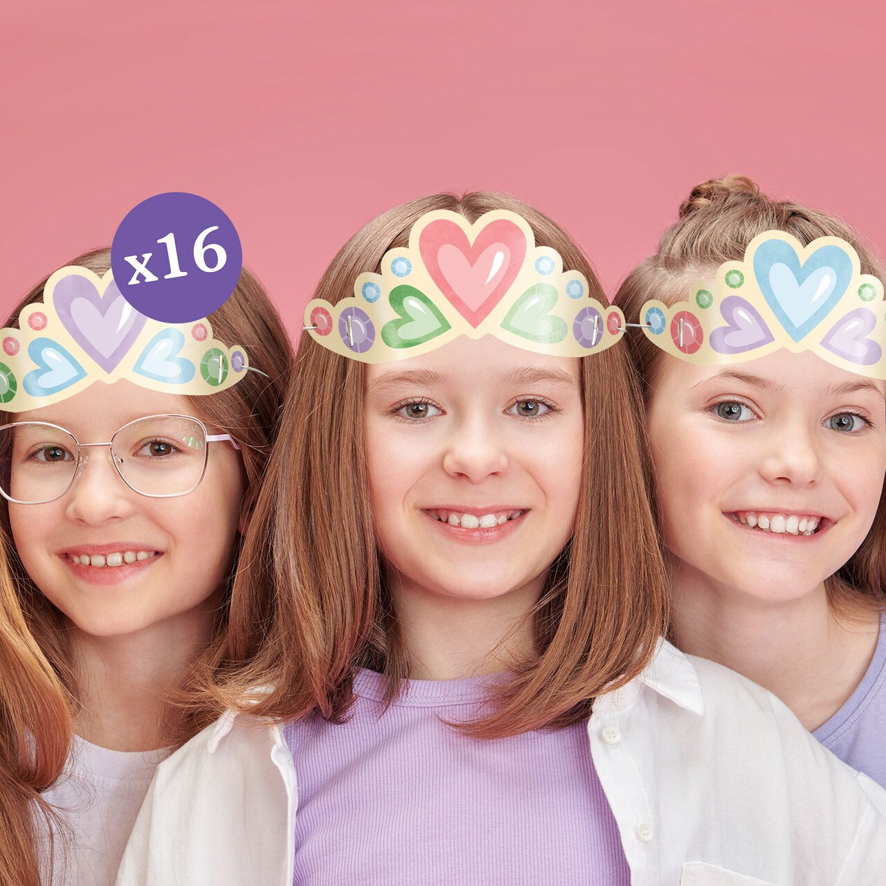 Big Dot of Happiness Princess Party Paper Crowns, Colorful Tiara Headbands for Girls' Birthday Party, DIY Princess Party Hat Favors, 16 Count